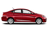 AUT 48 IZ0099 01
2012 Hyundai Accent GLS Sedan Red Profile View On White Seamless