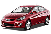 AUT 48 IZ0100 01
2012 Hyundai Accent GLS Sedan Red 3/4 Front View On White Seamless