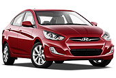 AUT 48 IZ0101 01
2012 Hyundai Accent GLS Sedan Red 3/4 Front View On White Seamless