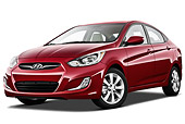 AUT 48 IZ0102 01
2012 Hyundai Accent GLS Sedan Red 3/4 Front View On White Seamless
