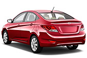 AUT 48 IZ0103 01
2012 Hyundai Accent GLS Sedan Red 3/4 Rear View On White Seamless