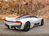 AUT 48 RK0041 01
2012 Shelby SSC Next Generation Supercar White 3/4 Rear View On Gravel By Red Rock