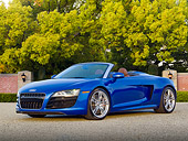 AUT 48 RK0075 01
2012 Audi R8 Spyder Blue 3/4 Front View On Pavement By Trees