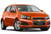 AUT 49 IZ0013 01
2013 Chevrolet Sonic LT 5-Door Hatchback Orange 3/4 Front View On White Seamless