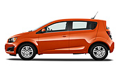 AUT 49 IZ0017 01
2013 Chevrolet Sonic LT 5-Door Hatchback Orange Profile View On White Seamless