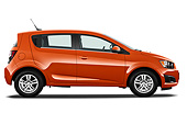 AUT 49 IZ0042 01
2013 Chevrolet Sonic LT 5-Door Hatchback Orange Profile View On White Seamless