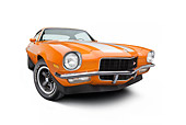 CAM 01 BK0010 01
1970 1/2 Chevrolet Camaro Z-28 Hugger Orange With White Stripes 3/4 Front View On White Seamless