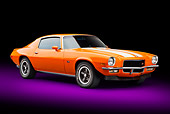 CAM 01 RK0280 01
1970 1/2 Chevrolet Camaro Z-28 Hugger Orange 3/4 Front View In Studio