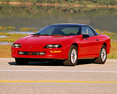 CAM 01 RK0052 05
1993 Chevrolet Camaro Z-28 Red 3/4 Front On Road By Lake