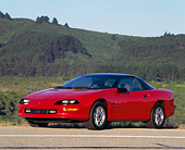 CAM 01 RK0054 03
1993 Chevrolet Camaro Z-28 Red 3/4 Front By Road