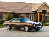 CAM 01 RK0149 01
1969 Chevrolet Camaro Z-28 Brown With White Stripes 3/4 Front View By House