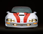 CAM 02 RK0016 04
1997 Chevrolet Camaro SS 30th Anniversary White Red Stripes Head On Shot Studio