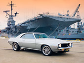 CAM 02 RK0058 01
1969 Chevrolet Camaro SS 454 Silver 3/4 Front View On Dock By Ship