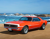 CAM 02 RK0179 01
1968 Chevrolet Camaro SS Hugger Orange 3/4 Front View On Sand By Ocean