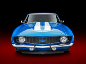 CAM 03 BK0007 01
1969 Chevrolet Yenko Camaro Lemans Blue Front View In Studio