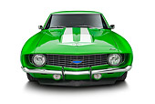 CAM 03 BK0009 01
1969 Chevrolet Yenko Camaro Green Front View On White Seamless