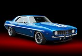 CAM 03 BK0012 01
1969 Chevrolet Yenko Camaro Lemans Blue 3/4 Front View In Studio
