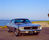 CAM 03 RK0083 01
1969 Chevy Camaro RS/SS Silver 3/4 Front View On Pavement By Water