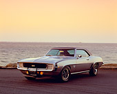 CAM 03 RK0086 03
1969 Chevy Camaro RS/SS Silver 3/4 Front View On Pavement By Water