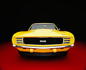 CAM 03 RK0113 07
1969 Chevrolet Camaro RS C.O.P.O Yellow Wide Angle Head On Shot Red Floor Studio