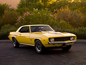 CAM 03 RK0129 01
1969 Chevrolet Yenko Camaro Daytona Yellow And Black Front 3/4 View On Pavement By Trees
