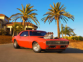 CAM 03 RK0136 01
1967 Chevrolet Camaro Prostreet Red 3/4 Front View On Pavement