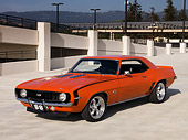 CAM 03 RK0150 01
1969 Chevrolet Camaro Hugger Orange 3/4 Front View On Pavement