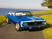 CAM 03 RK0156 01
1969 Chevrolet Camaro RS Convertible Le Mans Blue 3/4 Front View On Pavement