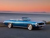 CAM 03 RK0158 01
1969 Chevrolet Camaro RS Convertible Le Mans Blue 3/4 Side View On Pavement