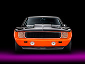 CAM 03 RK0185 01
1969 Chevrolet Camaro Orange And Black Head On View Studio