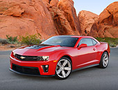 CAM 04 RK0262 01
2013 Chevrolet Camaro ZL1 Red 3/4 Front View On Pavement By Red Rock