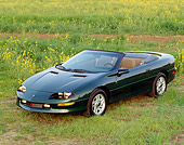 CAM 04 RK0015 03
1994 Chevrolet Camaro Z-28 Convertible Green Overhead 3/4 Front View In Field