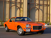 CAM 04 RK0074 01
1970 Chevrolet Camaro RS/SS 350 Hugger Orange Low 3/4 Front View On Pavement