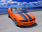 CAM 04 RK0089 01
Chevrolet Camaro Convertible Concept Orange And Black Overhead 3/4 Front View On Pavement