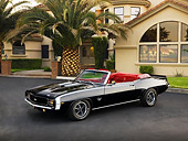 CAM 07 RK0060 01
1969 Chevrolet Camaro RS/SS 396 Convertible Black 3/4 Side View On Pavement