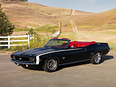 CAM 07 RK0055 01
1969 Chevrolet Camaro RS/SS 396 Convertible Black 3/4 Side View On Pavement