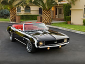 CAM 07 RK0059 01
1969 Chevrolet Camaro RS/SS 396 Convertible Black 3/4 Front View On Pavement