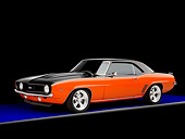 CAM 07 RK0065 01
1969 Chevrolet Camaro Orange And Black 3/4 Front View Studio