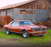 CAM 07 RK0108 01
1968 Chevrolet Camaro RS/SS Bronze 3/4 Front View On Grass By Barn