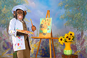 CHI 03 RK0273 01
Humorous Chimpanzee Painting A Still Life Of Yellow Flowers: Vincent Van Chimp