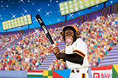CHI 03 RK0283 01
Humorous Baseball Player Chimpanzee: King Of Swing