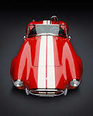 COB 01 RK0145 01
1966 Shelby AC Cobra Red With White Stripes Front Overhead View In Studio
