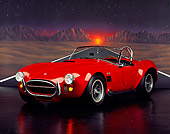 COB 01 RK0057 08
1965 Shelby Cobra 427 Convertible Red 3/4 Front View On Road Desert Mountains Studio