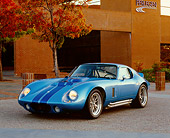 COB 01 RK0109 01
1965 Shelby, Cobra, Replica, Daytona Coupe, Electric Blue Viper Blue, Factory 5 Racing Kit 3/4 Front View