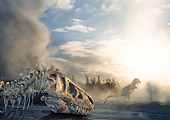 DIN 01 GL0004 01
Silhouette Of Tyrannosaurus Rex Walking Through Haze Near Skeleton