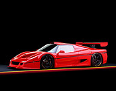 FRR 01 RK0010 06
Ferrari F-50 GTR1 Red 3/4 Side View On Red And Yellow Lines Studio