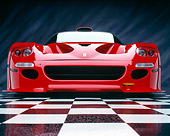 FRR 01 RK0024 05
Ferrari F-50 GTR1 Red Head On Shot On Checkered Floor Gray Background Studio