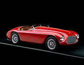 FRR 03 RK0001 01
1950 Ferrari 166 Touring Barchetta Burgundy Convertible 3/4 Front View On Gray Line Studio