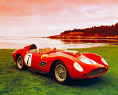 FRR 03 RK0022 01
1959 Ferrari TR59 Fantuzzi Spyder Red 3/4 Side View On Grass By Water