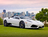 FRR 04 BK0004 01
Ferrari F430 16M Scuderia White 3/4 Front View On Grass By City Skyline